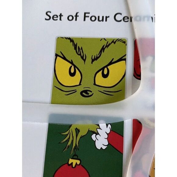 Set Of 4 Dr Seuss THE GRINCH WHO STOLE CHRISTMAS And Max Ceramic Coasters NEW - Picture 6 of 10